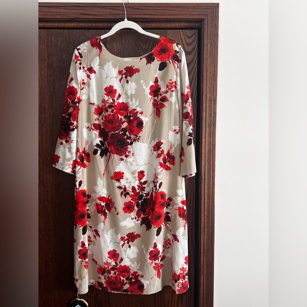 St. John Red and White/cream Floral Dress. Additional pictures available